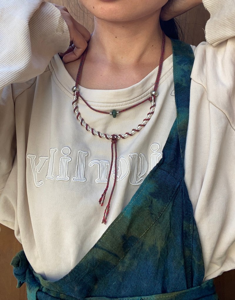 【Lost and find】祈福御守 注連繩 印度瑪瑙 頸鏈 - 長項鍊 - 寶石 紅色