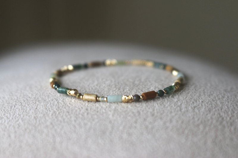 手環 阿拉善石 瑪瑙 文化石 - 彩虹糖- - 手鍊/手環 - 半寶石 綠色