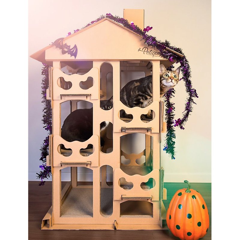 [Limited on sale] PETIQUE pet castle cat house cat jumping platform - Pet Toys - Paper Brown