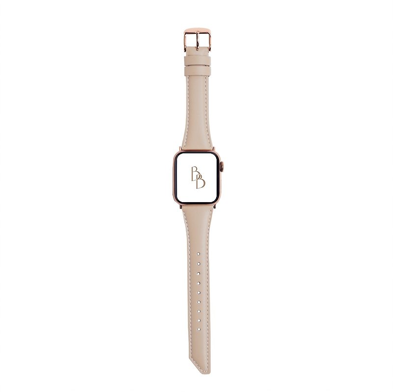 Apple Watch Beveled Oil Wax Leather Milk Brown Leather Strap S8/7/6/5/4/3/2/1/SE - Watchbands - Genuine Leather Khaki