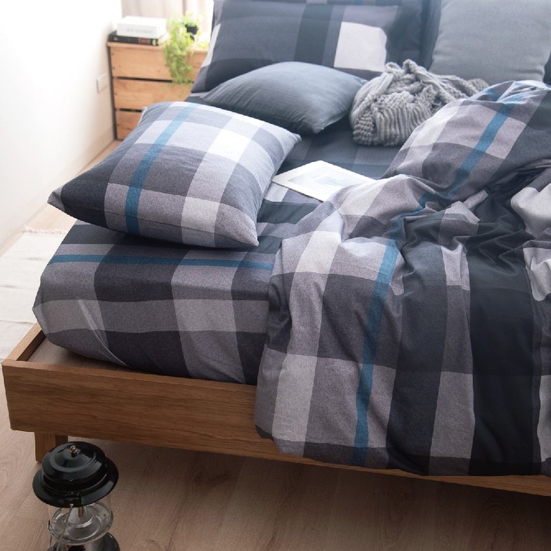 DR910 ブリティッシュチェック/300スレッドカウント長繊維綿//ボックスシーツ＆枕カバーセット/ボックスシーツ＆掛け布団カバーセット/台湾製 - 寝具 - コットン・麻 