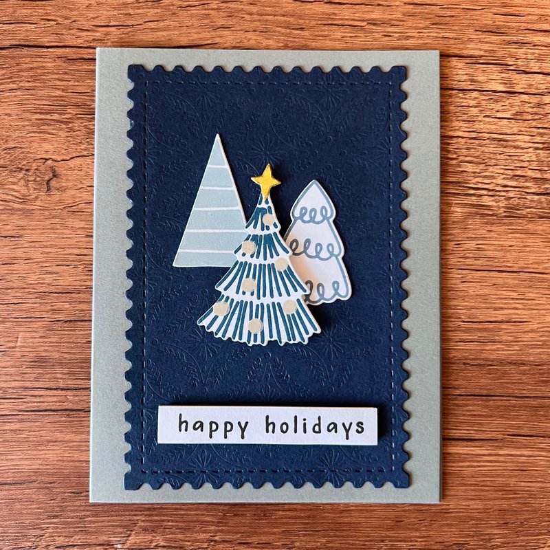 happy holidays Christmas Trees Christmas Card - Cards & Postcards - Paper Blue