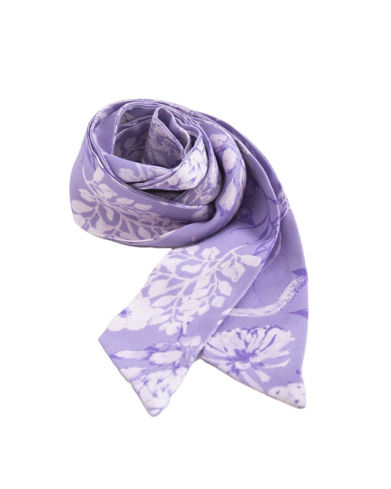 [Poli Printing] Princess tie hair accessories scarf Tencel queen Putia purple retro color - ผ้าพันคอ - ผ้าฝ้าย/ผ้าลินิน สีม่วง