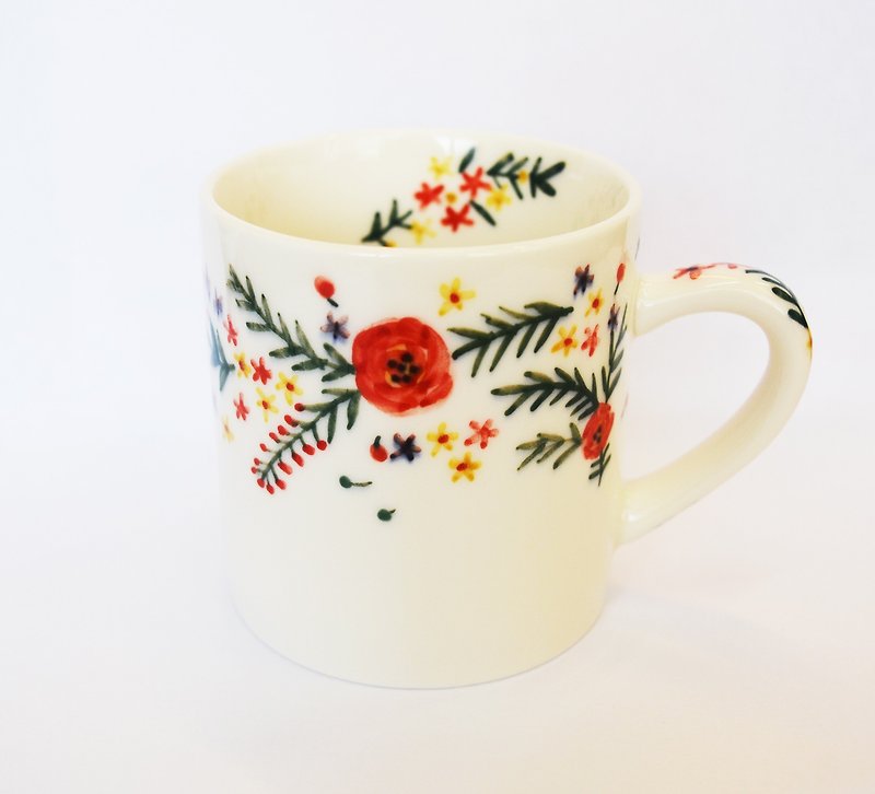 Small hand-painted mug - small garden (spot) Christmas, exchanging gifts, fast arrival - Mugs - Porcelain Red