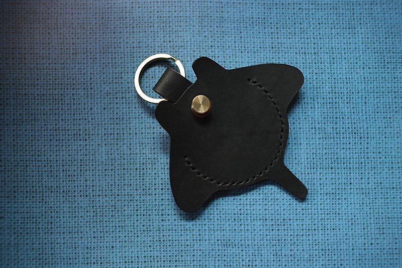 Handmade black catfish key ring - Keychains - Genuine Leather Black