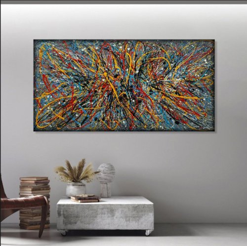 大きな抽象的な風景画のカラフルな絵画抽象スケトウダラ スタイル