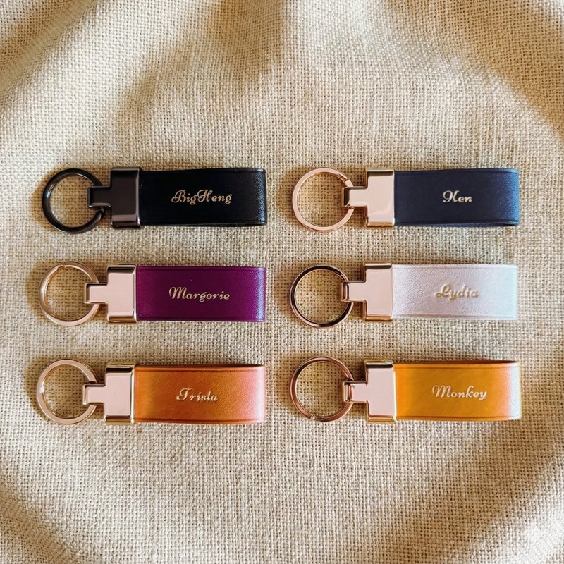 【質感系客製皮革鑰匙圈 / 客製化皮革鑰匙圈 / 高質感鑰匙圈 】 - 鎖匙扣/鎖匙包 - 真皮 橘色