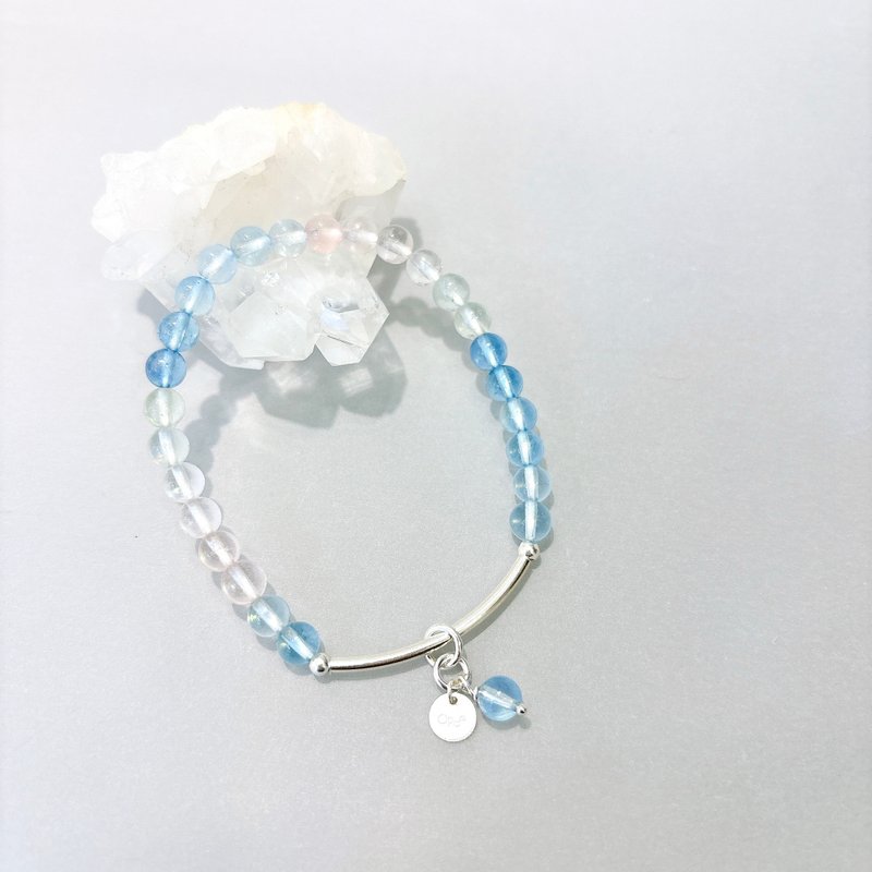 Ops Morganite bracelet-摩根石/純銀/粉嫩/海水藍寶/療癒/手鍊 - 手鍊/手環 - 寶石 多色