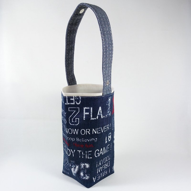 [BD/Beverage bag] text wall. Tannin first stained - Beverage Holders & Bags - Cotton & Hemp Blue