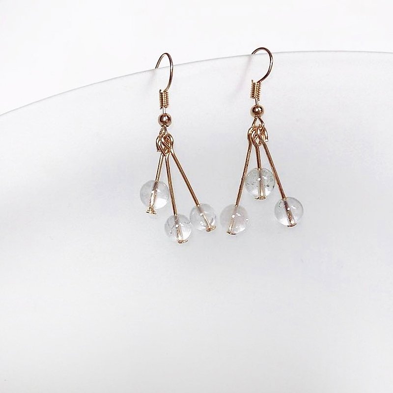 Puputraga Shangcai's life/natural white crystal ear hook pendant - Earrings & Clip-ons - Gemstone White