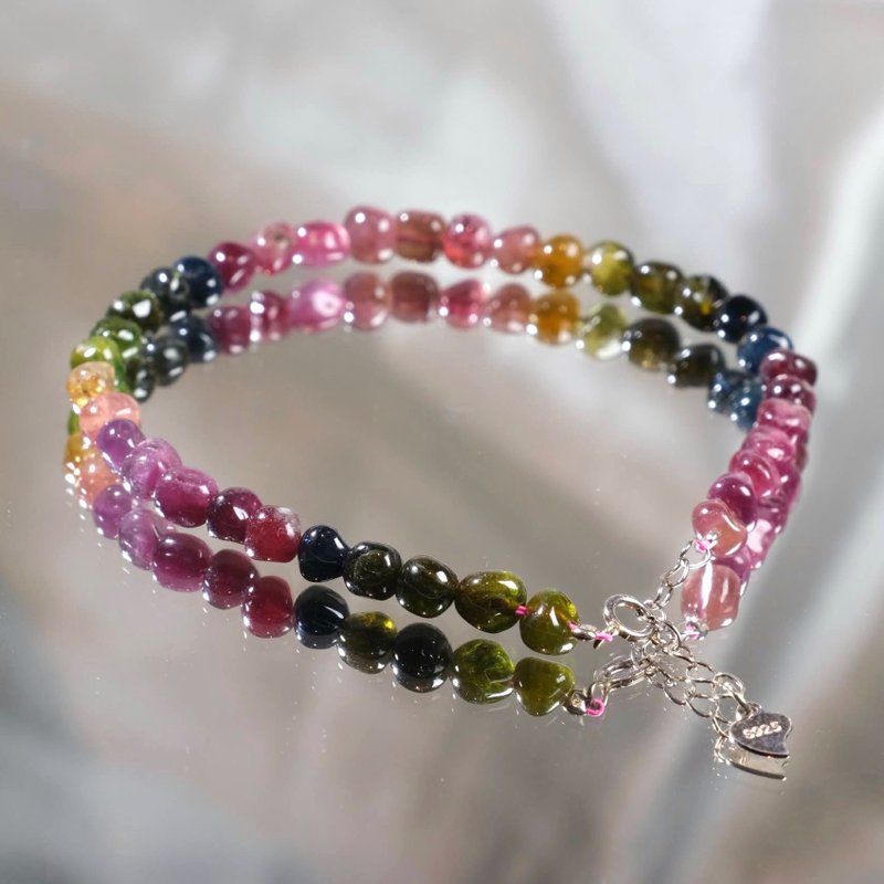 #416 One Picture, One Thing/Adjustable Color Tourmaline Crystal Bracelet October Birthstone Good Luck Colorful Treasure - สร้อยข้อมือ - คริสตัล หลากหลายสี