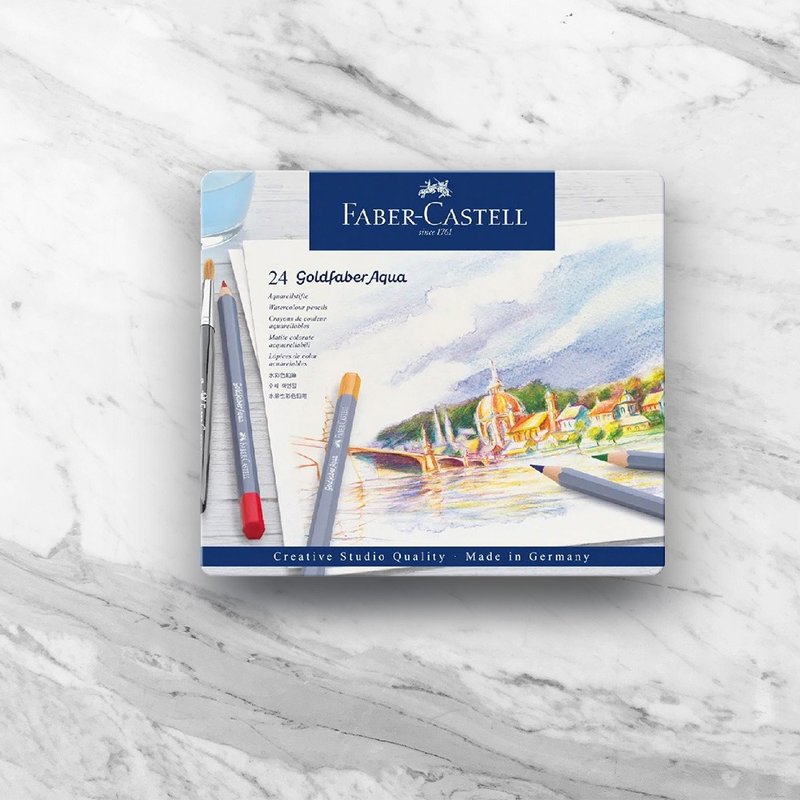 Faber-Castell GOLDFABER水性色鉛筆24色/鐵盒(原廠正貨) - 其他 - 其他材質 多色