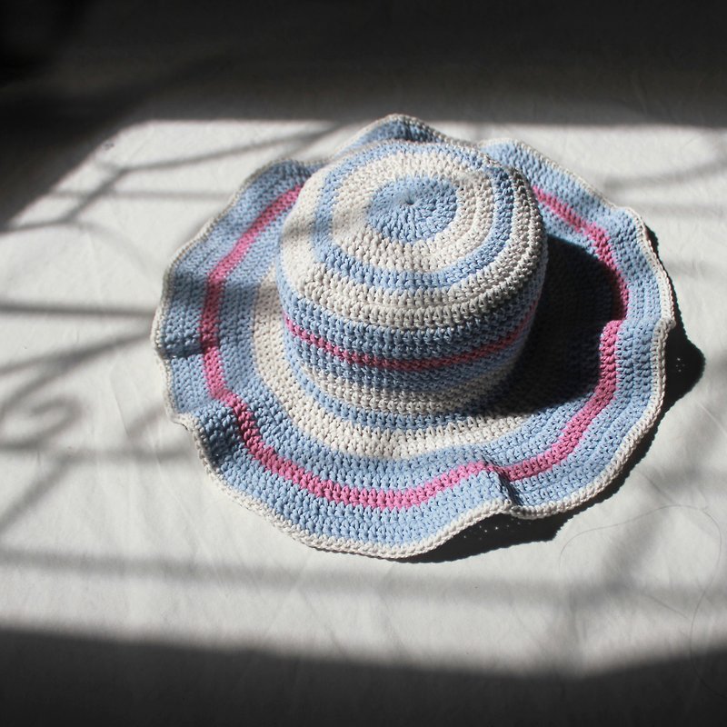 Striped Crochet Hat ,Unicorn Pastel Hat ,Summer Hat ,Baby Hat - หมวก - วัสดุอื่นๆ หลากหลายสี