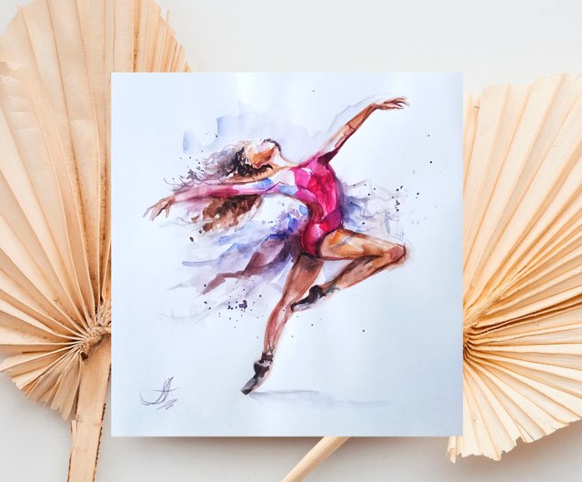 紙に描いた女性、紙に描いたバレリーナのアートワーク、ダンスの