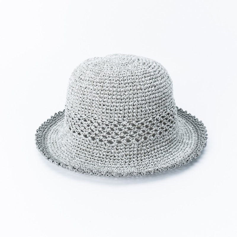 Bodhiyamas- 手工編織雙灰色簍空圓帽－The Geniality - 帽子 - 其他材質 灰色