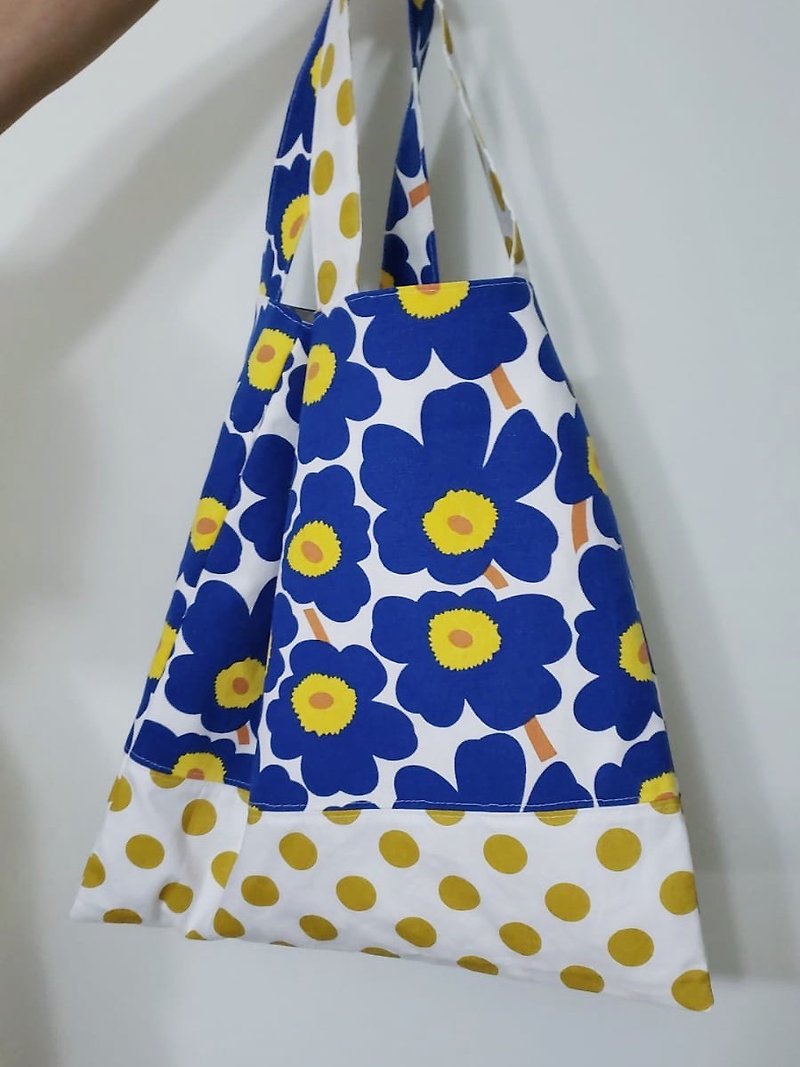 Floral Tote Bag - Handbags & Totes - Cotton & Hemp Blue