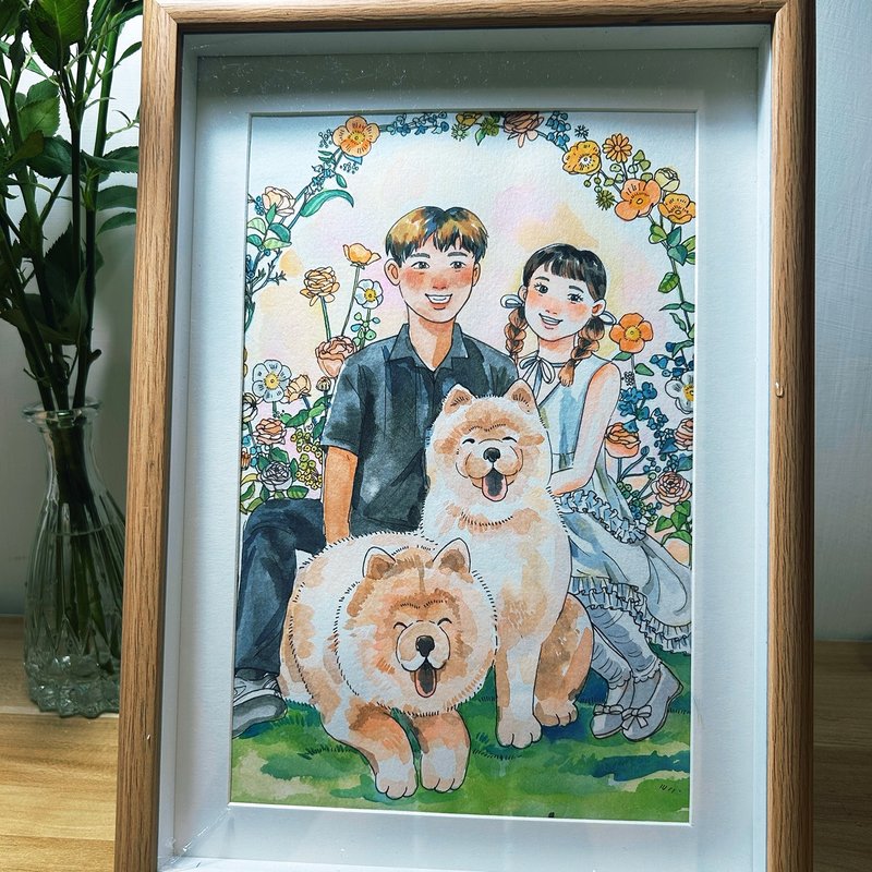 【結婚禮物】畫下愛的樣子-水彩客製插畫/情侶/婚禮/紀念日 - 似顏繪/客製畫 - 紙 多色