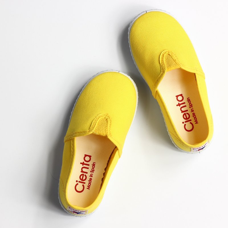 スペイン人CIENTA 54000 04黄色のキャンバスシューズの大きな男の子、靴のサイズ - スリッポン - コットン・麻 イエロー