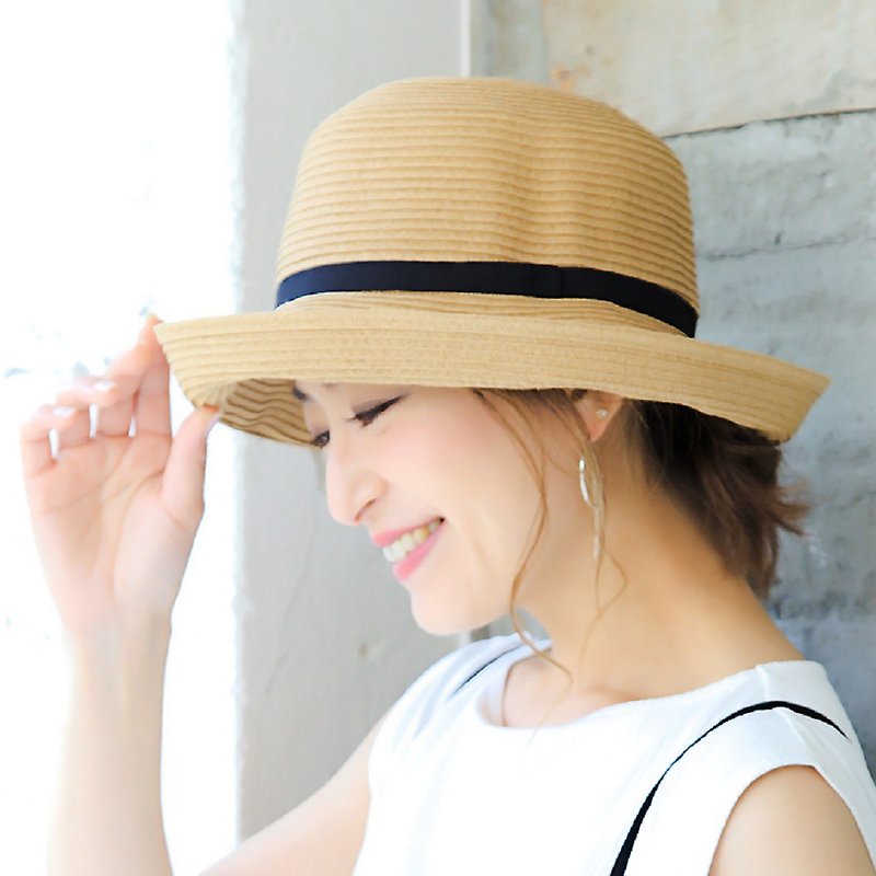 Classic Breathable Sun Hat Elegance Wide Brim Adjustable ICHIYON PLUS ihat0435 - หมวก - วัสดุอื่นๆ สีส้ม