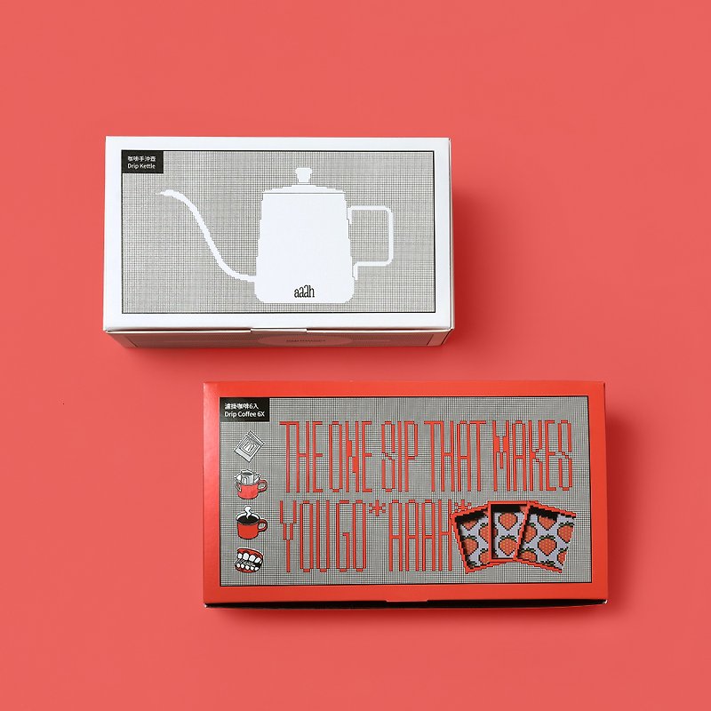 【手沖免運組】aaah不鏽鋼手沖壺+單口味濾掛6入組(商品組) - 咖啡/咖啡豆 - 不鏽鋼 白色
