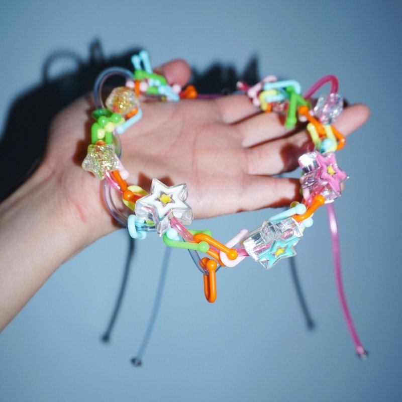 冰糖甜心 五彩星星多層纏繞可調節可愛項鏈 - 項鍊 - 環保材質 多色