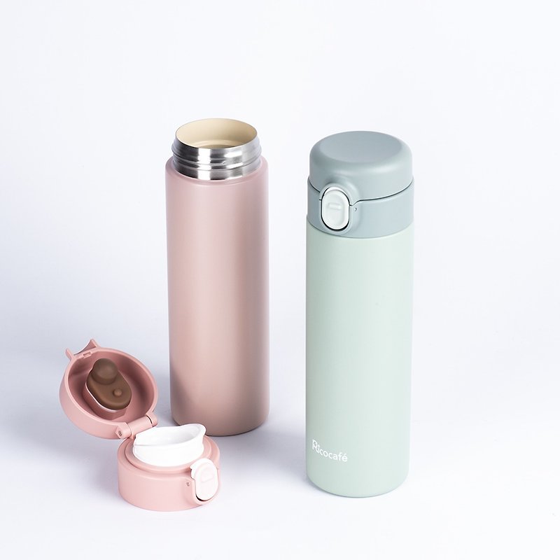 【Customized gift】Ceramic flip-top thermos cup/ceramic thermos bottle/laser engraving - กระบอกน้ำร้อน - โลหะ 