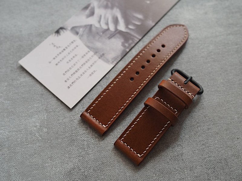 Customized Handmade Yellow-Brown Leather Watch Strap.Watch Band.Gift - สายนาฬิกา - หนังแท้ สีนำ้ตาล