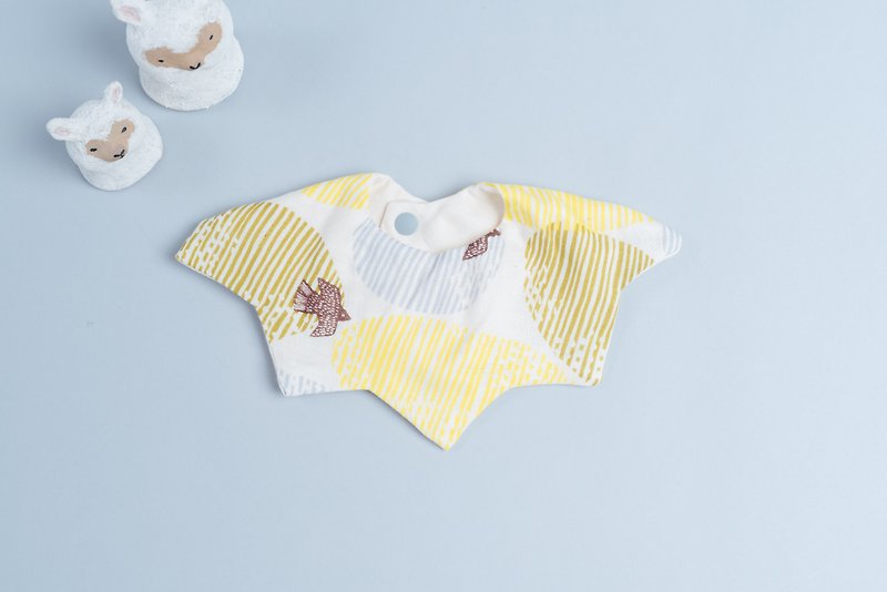 星星六重紗口水巾 自然12  新生兒 - 口水肩/圍兜 - 棉．麻 黃色