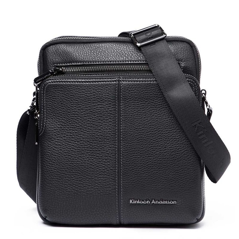 【金安德森】都會簡約 商務直式拉鍊側背包-黑色 - 側背包/斜孭袋 - 真皮 黑色