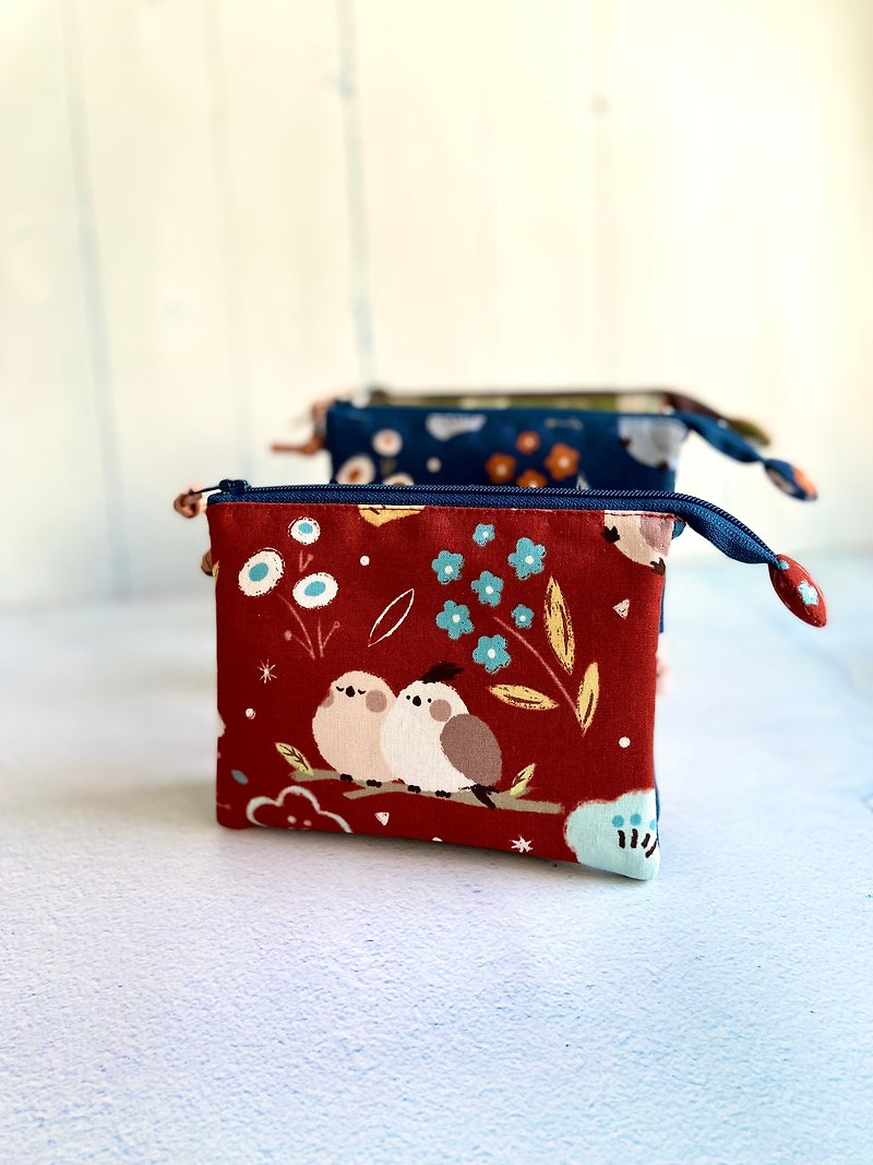 Happy Bird five-layer bag storage bag for Christmas and birthday exchange gifts in three colors - กระเป๋าใส่เหรียญ - ผ้าฝ้าย/ผ้าลินิน 