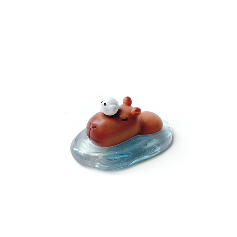 (In Stock) Potted Plant Decoration Super Silly Cute Capybara Series - Lazy Huhubu Suijun Micro Landscape Decoration - Items for Display - Resin Brown