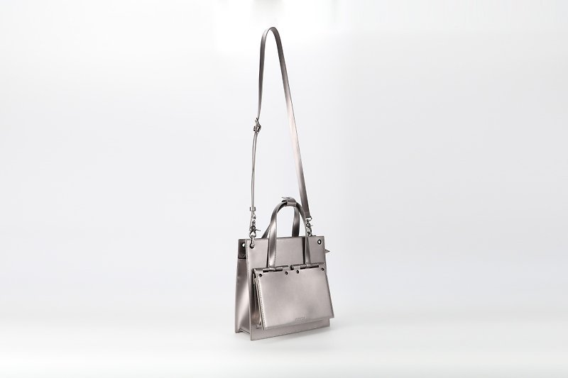 POMCH-Hinge XL Crossbody/Handbag L Silver Grey