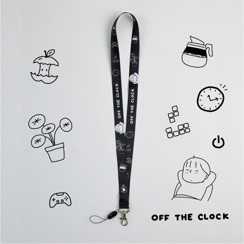 LANYARD STRAP - OFF THE CLOCK - 手機掛繩/背帶 - 棉．麻 黑色