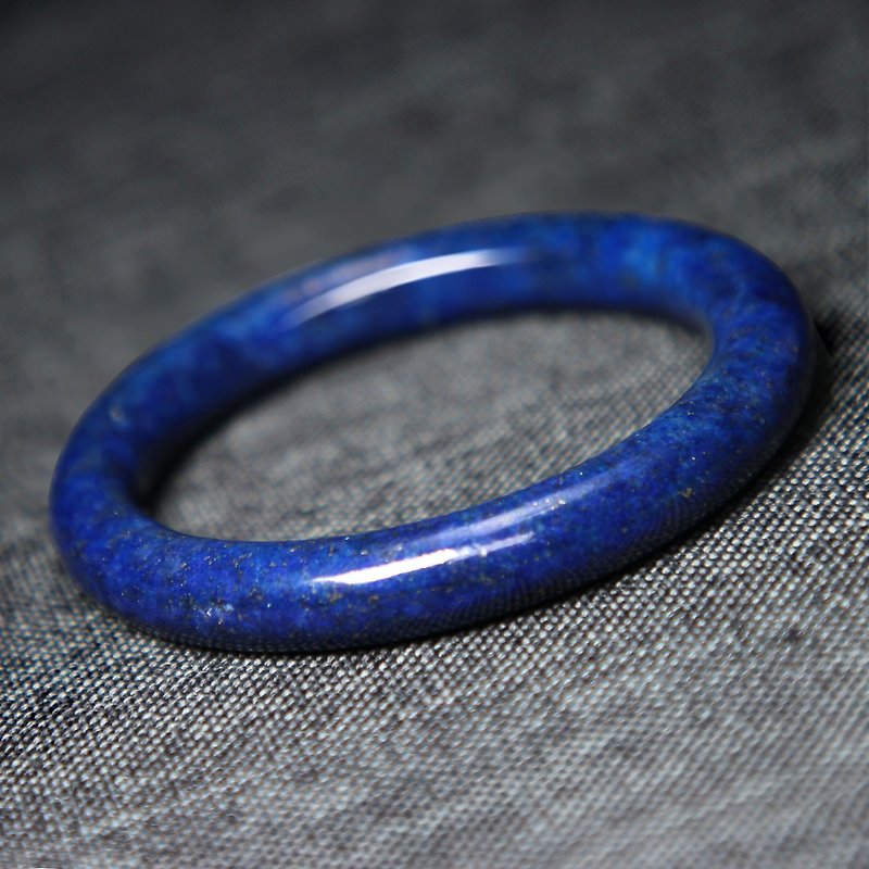 High-quality Afghan lapis lazuli bracelet 56MM old material less white gold dark blue round bar bracelet rich and beautiful - สร้อยข้อมือ - เครื่องประดับพลอย สีน้ำเงิน