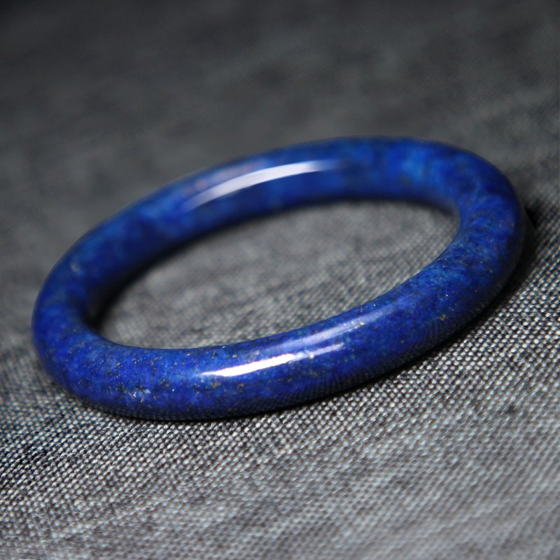 High-quality Afghan lapis lazuli bracelet 56MM old material less white gold dark blue round bar bracelet rich and beautiful - สร้อยข้อมือ - เครื่องประดับพลอย สีน้ำเงิน