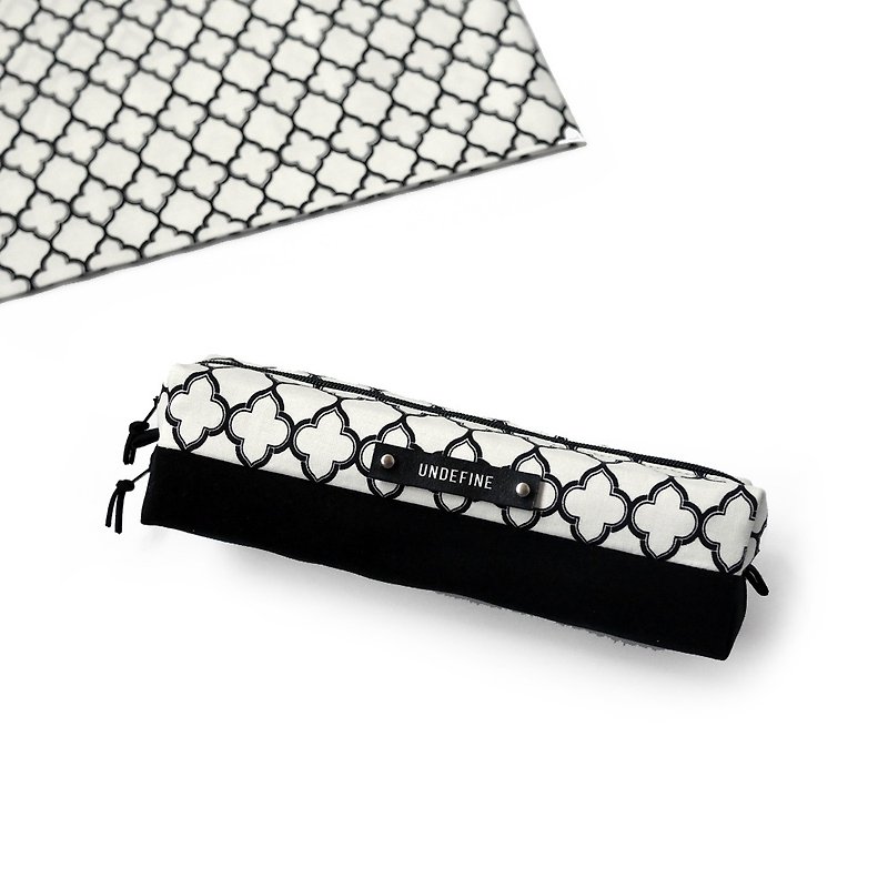 Window pattern pen bag pleated debris storage bag - กล่องดินสอ/ถุงดินสอ - ผ้าฝ้าย/ผ้าลินิน สีดำ