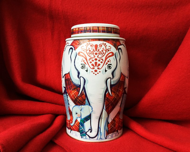 [Christmas Gift Box] Heart-warming Plaid Elephant Tea Can (English Breakfast Tea/40 Round Tea Bags) - ชา - อาหารสด สีแดง