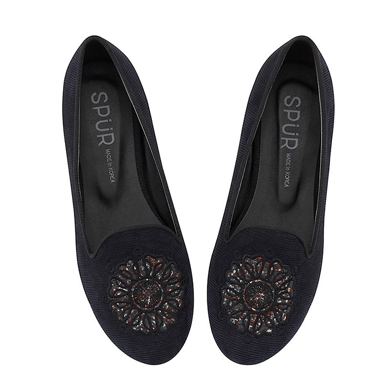 SPUR Ethnic flower embroidered loafer LF7077 NAVY - Women's Oxford Shoes - Other Man-Made Fibers 