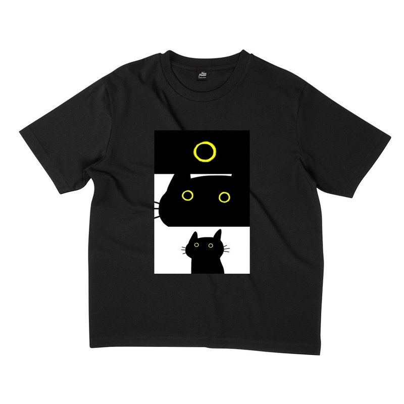 Black Cat Total Eclipse-Wide Drop Shoulder-2 Colors - Men's T-Shirts & Tops - Cotton & Hemp White