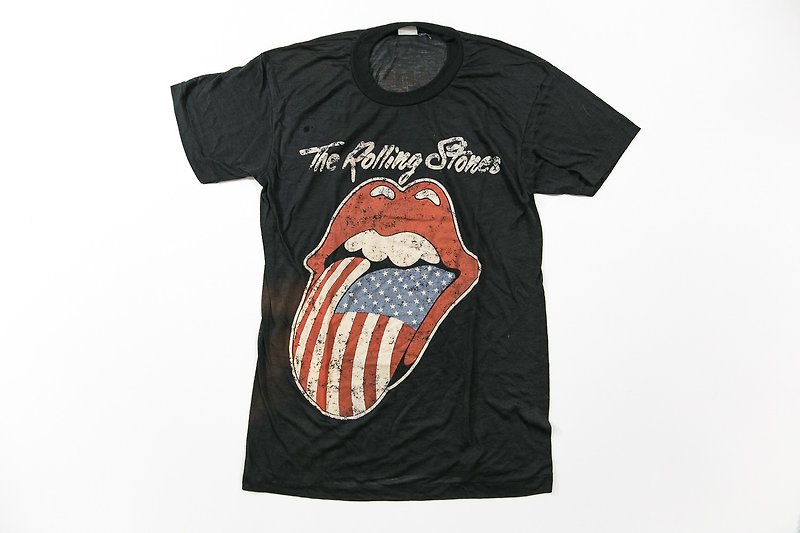 3thclub Ming Ren棠 Classic The Rolling Stones Soft Mission tee Rolling Stone vintage - Women's T-Shirts - Cotton & Hemp Black