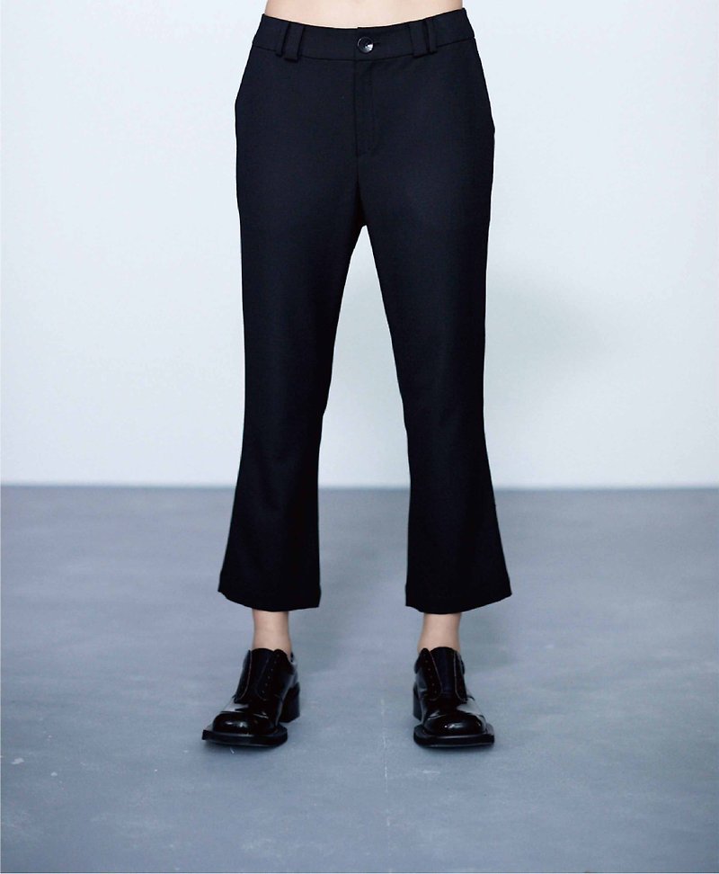 Black Micro Flare Cropped Pants