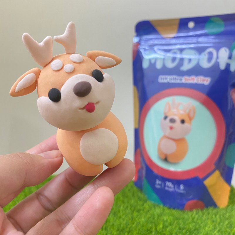 DIY Handmade Bag Mini Small Animal [Mei Meng Deer] Mo Duo Single Product Ultra-Light Clay Set - อื่นๆ - ดินเหนียว สีส้ม