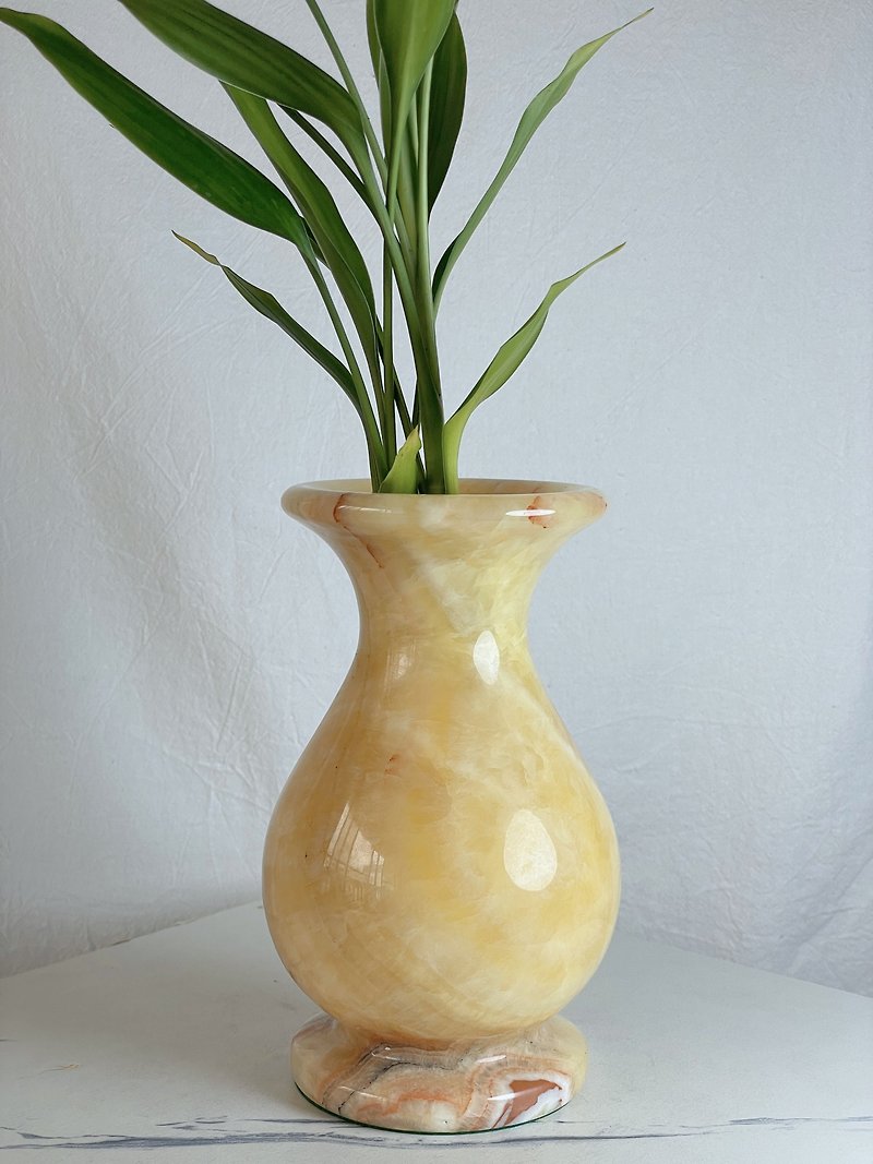[Jade Stamp] Special grade natural golden jade vase - Pottery & Ceramics - Gemstone Yellow