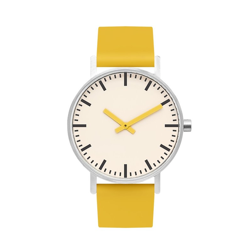 BIJOUONE Bishuwan B50 Watch Lemon Yellow Silicone Strap Original Design Couple Retro Quartz Watch - นาฬิกาผู้หญิง - สแตนเลส สีเหลือง
