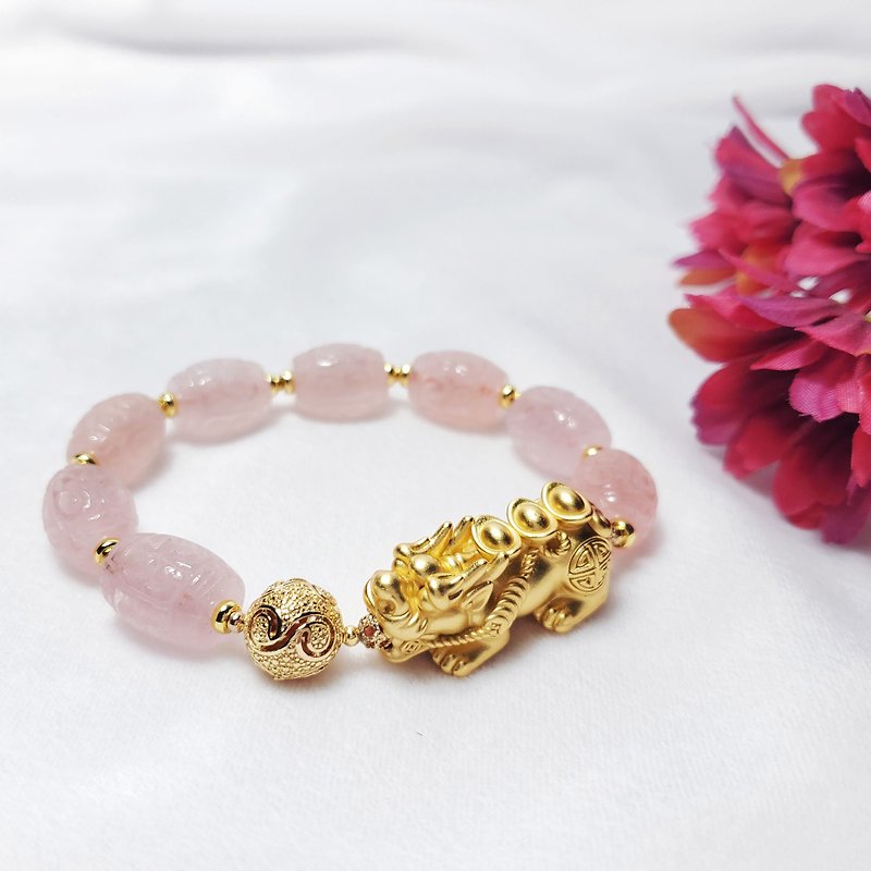 Natural ice Stone back pattern gold pixiu dragon spit pearls bright wealth and wealth lucky wisdom bracelet