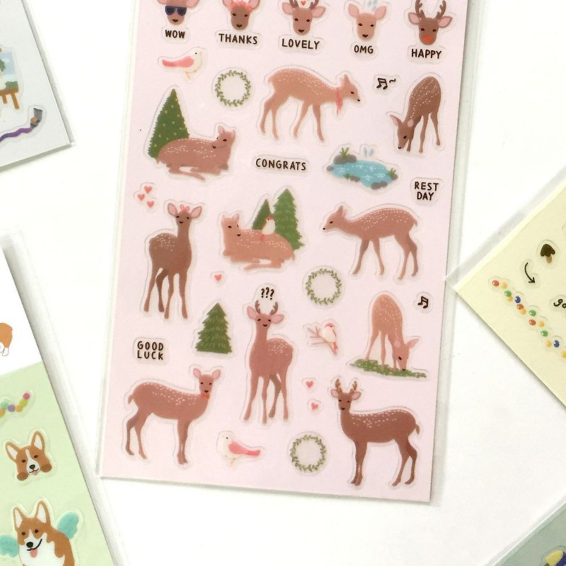 Beautiful decorative transparent stickers - 54 deer, E2D60208 - Stickers - Plastic Multicolor