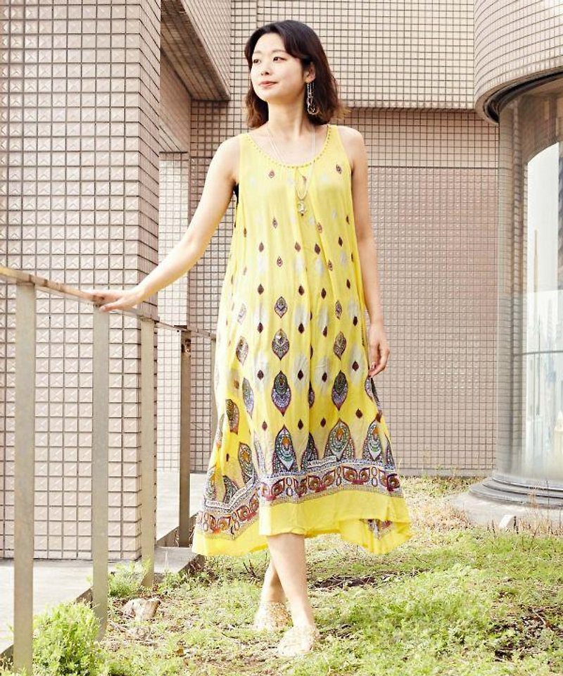 African Fabric Pattern Midi Dress - 洋裝/連身裙 - 其他材質 