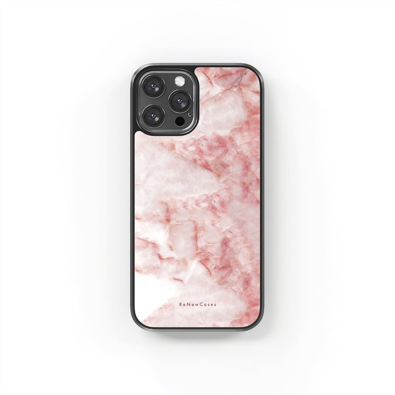 Eco-Friendly Recycled Materials Shockproof 3 in 1 Phone Case Pink & White Marble - เคส/ซองมือถือ - วัสดุอีโค สึชมพู