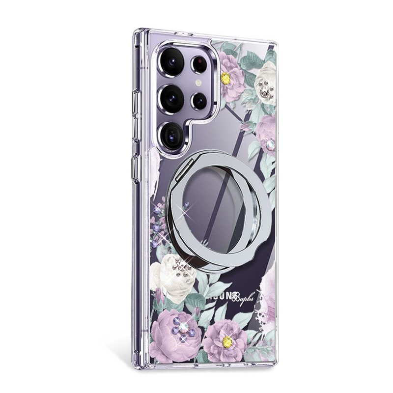 apbs Samsung S25/S24/A56系列 軍規360旋轉磁吸立架鑽殼-寧靜紫 - 手機殼/手機套 - 其他材質 多色