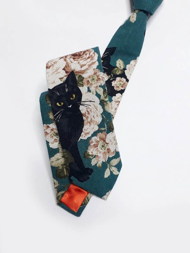 Neckties Cats and Flowers